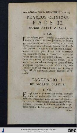 Praxeos Clinicae Pars II. Morbi Particulares.