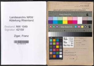 Entnazifizierung Franz Ziger , geb. 27.06.1909 (Buchhalter)