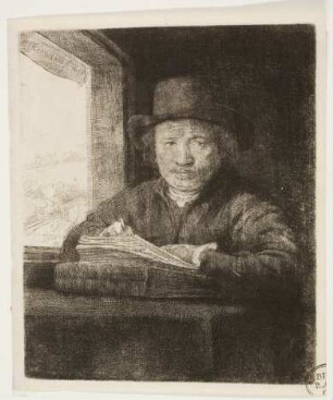 Selbstbildnis als Zeichner am Fenster