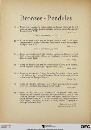 Bronzes – pendules (Nr. 58-67)