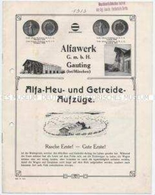 Alfa-Heu- und Getreide-Aufzüge.