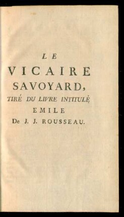 Le Vicaire Savoyard
