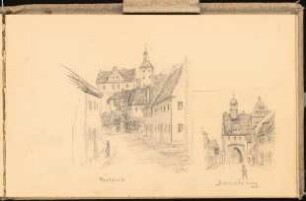 Skizzenbuch 1898-99: Pretzsch, Schmiedeberg perspektivische Ansichten