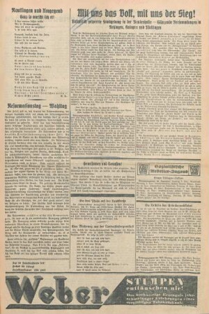 Freie Presse 1932 [o.N.]. Tagesausgabe (Fragment)