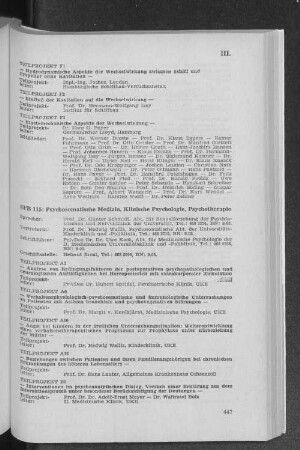SFB 115: Psychosomatische Medizin, Klinische Psychologie, Psychotherapie