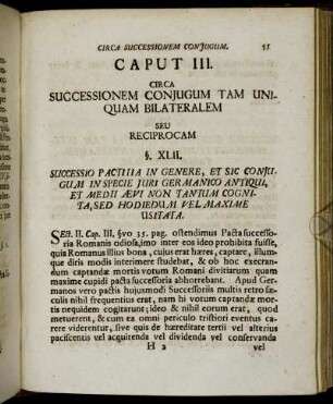Caput III. Circa Successionem Conjugum Tam Uniquam Bilateralem Seu Reciprocam.
