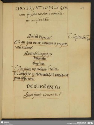 Observationes quaedam physicae maxime notabiles pro incipientibus.