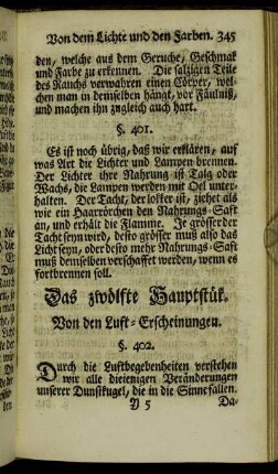 Das zwölfte Hauptstük. Von den Luft-Erscheinungen.