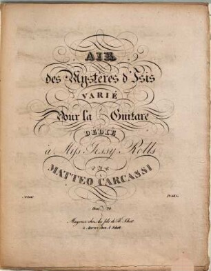 Air des Mystères d'Isis : varié pour la guitare ; Oeuv. 24