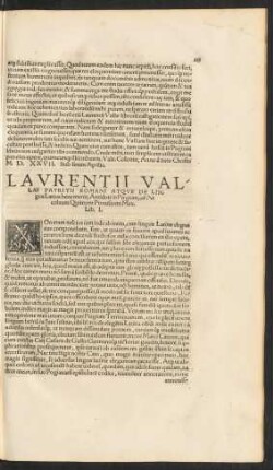 Laurentii Vallae ... Lib. I.
