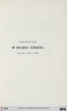 Description de quelques antiquités trouvées en 1881 et 1882