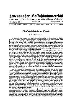Die Schallplatte in der Schule : Lebensnaher Volksschulunterricht - Lehrpraktische Beilage zur "Deutschen Schule"