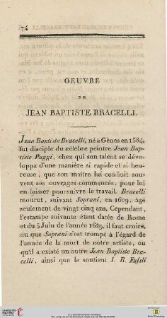 Oeuvre de Jean Baptiste Bracelli