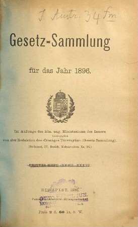 Gesetz-Sammlung für das Jahr ..., 1896