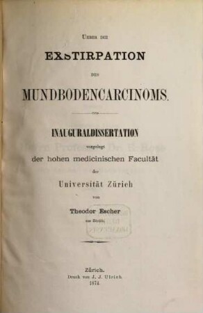 Über die Exstirpation des Mundbodencarcinoms