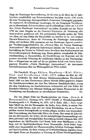 Klein, Jürgen :: Renck & Hessenmüller Harburg 1873 - 1973, (Veröffentlichungen der Wirtschaftsgeschichtlichen Forschungsstelle e. V. Hamburg, 36) : Hamburg, 1973