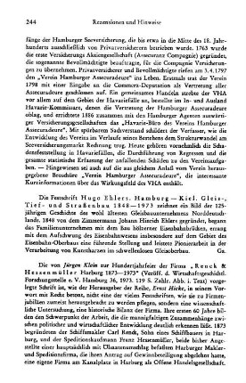Klein, Jürgen :: Renck & Hessenmüller Harburg 1873 - 1973, (Veröffentlichungen der Wirtschaftsgeschichtlichen Forschungsstelle e. V. Hamburg, 36) : Hamburg, 1973