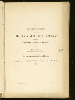 Untersuchungen über die Lage der menschlichen Harnblase und ihre Veränderungen im Laufe des Wachstums : aus dem anatomischen Institut in Göttingen