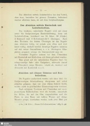 Das Abziehen mittels Kautschuk und Lederkollodium