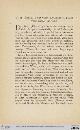 Vom süssen und sauren Kitsch