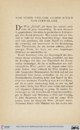 Vom süssen und sauren Kitsch