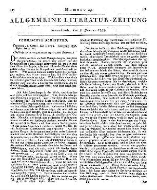 Die Horen. Jg. 1795, St. 1 etc. (Beschluß der im vorigen Stücke abgebrochnen Recension)