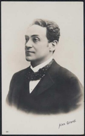 Porträt Alexander Girardi. Fotografie (Weltpostkarte mit gedrucktem Namenszug). Wien, um 1890