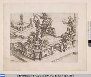Brunnen mit weiblichen Figurengruppen verschiedener Nationen