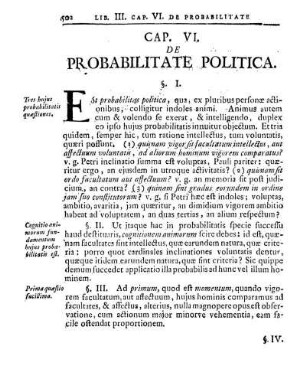 Cap. VI. De Probabilitate Politica