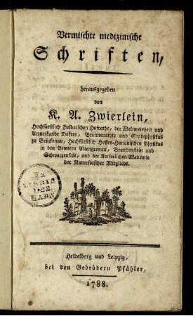 Vermischte medizinische Schriften