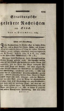 103. Stück, den 25. December, 1784.