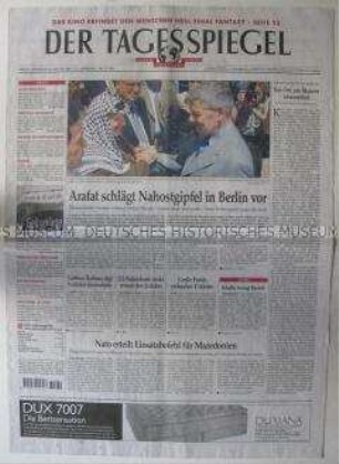 Berliner Tageszeitung "Der Tagesspiegel", u.a. zum Nahost-Konflikt