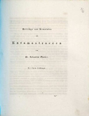 Beiträge zur Kenntniss der Entomostraceen