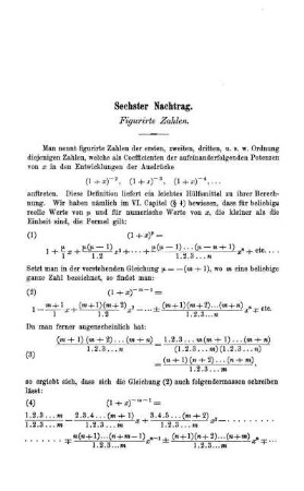 Sechster Nachtrag. Figurirte Zahlen.