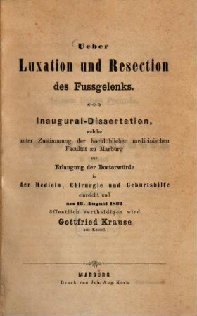 Über Luxation und Resection des Fussgelenks