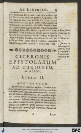Ciceronis Epistolarum Ad Curionem, Et Alios, Liber II.