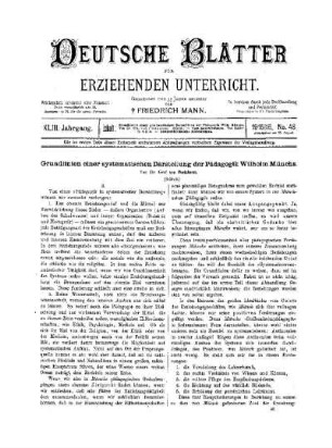 Grundlinien einer systematischen Darstellung der Pädagogik Wilhelm Münchs : (Schluß)