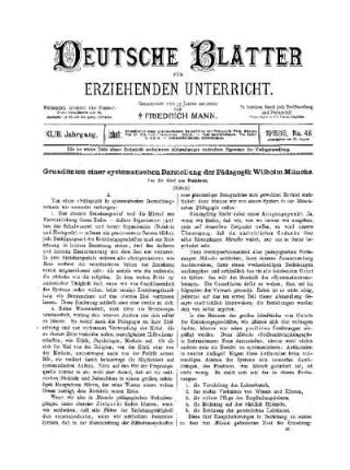 Grundlinien einer systematischen Darstellung der Pädagogik Wilhelm Münchs : (Schluß)