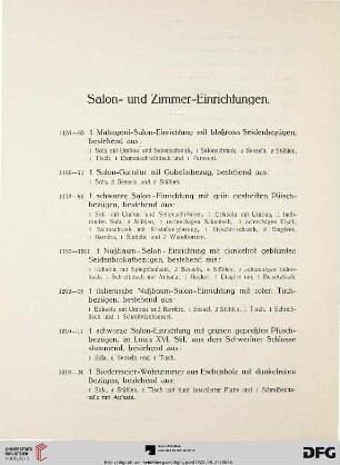 Salon- und Zimmer-Einrichtungen (Nr. 1157-1224)