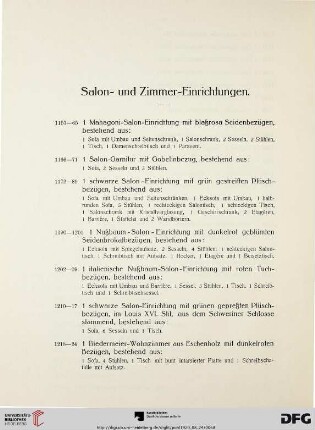 Salon- und Zimmer-Einrichtungen (Nr. 1157-1224)