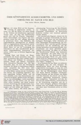 20: Über künstlerische Ausdrucksmittel und deren Verhältnis zu Natur und Bild, [1]