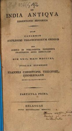 De India antiqva : dissertatio historica, Particula 1