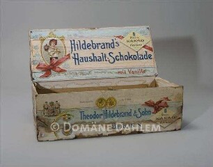 Holzkiste "Hildebrand’s Haushalt-Schokolade"