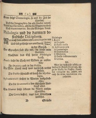 Philologia und die darinnen befindliche Disciplinen.