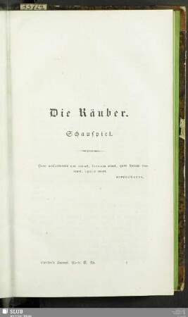 Die Räuber : Schauspiel
