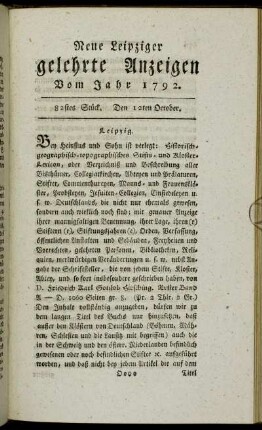 82stes Stück. Den 12ten October.