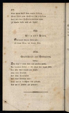 322-333, 259. Wein und Bier; 260. Grabschrift auf ...; ...