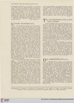 Till Eulenspiegel von Lukas von Leyden / Das Arbeiterwohnhaus