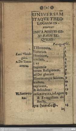 Universam Itaque Theologiam Indigitat Unica Positio Generalis Sequens