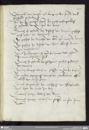107r-110v (von H9, Fragment ursprüngl. bis 111v): Beschreibung von Kaiser Friedrichs III. Begräbnis (Dez. 1493)